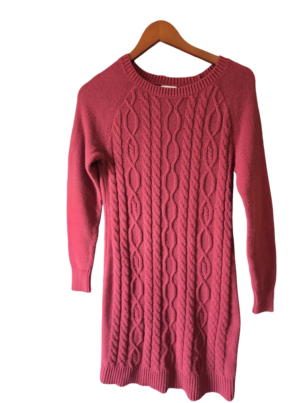 Old Navy Cable Knit Crew Neck Sweater Dress in Rose Pink